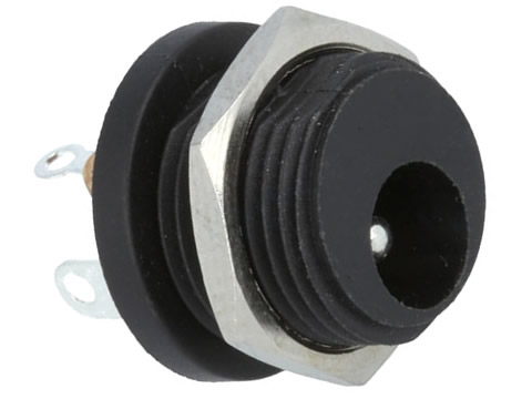 Black 2.1mm DC Jack (Switched) External Nut - Cliff